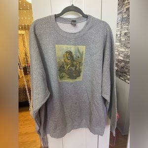 Mens Lion Vintage Sweatshirt Gray XXL